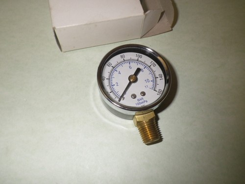 Quality 1/4" NPT Air Pressure Gauge 0-160 PSI Bottom Male Mount 2" Face NEW - Picture 5 of 6