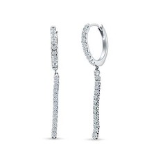 Drop Dangle Hoop Earrings CZ 925 Sterling Silver 39mm