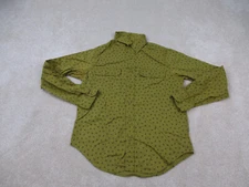 Schott Bros Shirt Mens Small Yellow Button Up Floral All Over Print Cats Eye