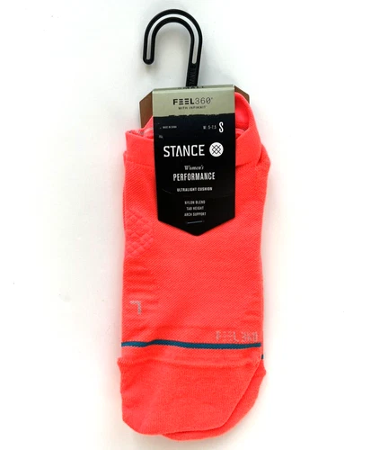 Stance Women Neon Coral Tab Nylon Cushion InfiKnit Zone Performance Sock S 5-7.5
