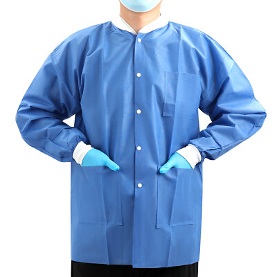 JMU Disposable SMS Lab Jackets Hip Length Medical Jacket W/3 Pockets 40g SMS