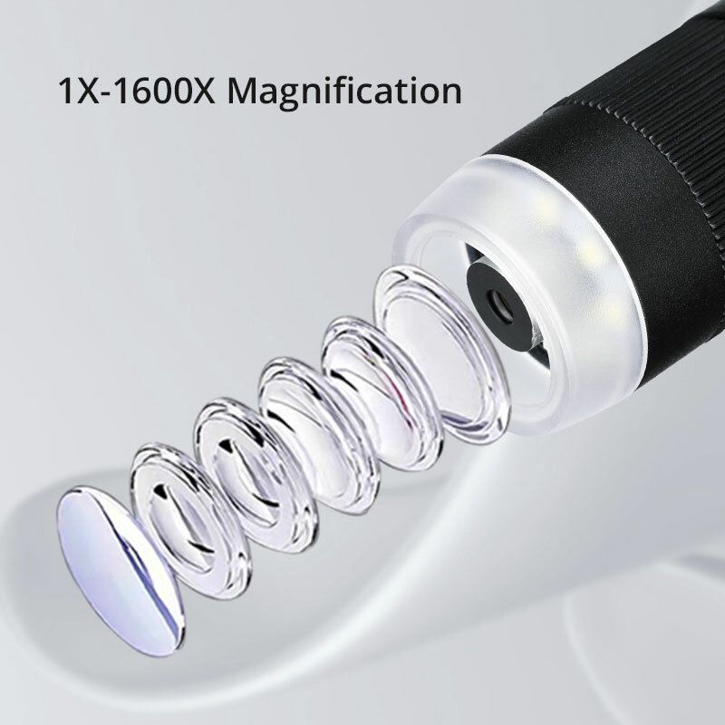 9'' Digital Microscope 1600X Magnification 1080p Video Camera Coin