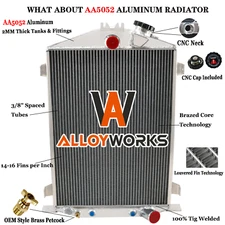 4 Row Aluminum Radiator For 32 1932 Ford HI Boy Street Rat Rod GM Chevy V8