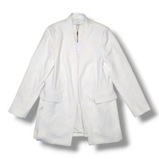 Reiss White Open Longline Tally Blazer Collarless Tailored Size 14 New (marks) 