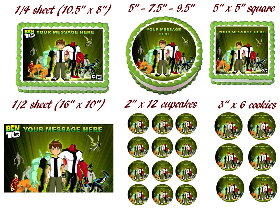 Imagen comestible de adorno de pastel de fiesta BEN 10 Foto 2 de 2