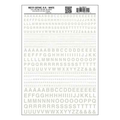 Woodland Scenics Dry Transfer Decals MG721 Gothic R.R. White NEW