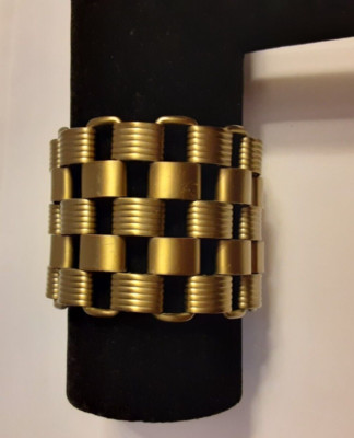 Eames Era Modernist Satin Brass Wide Link bracelet 7''
