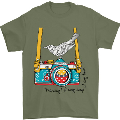 Kamera mit Vogel Fotograf Fotografie Herren T-Shirt 100% Baumwolle