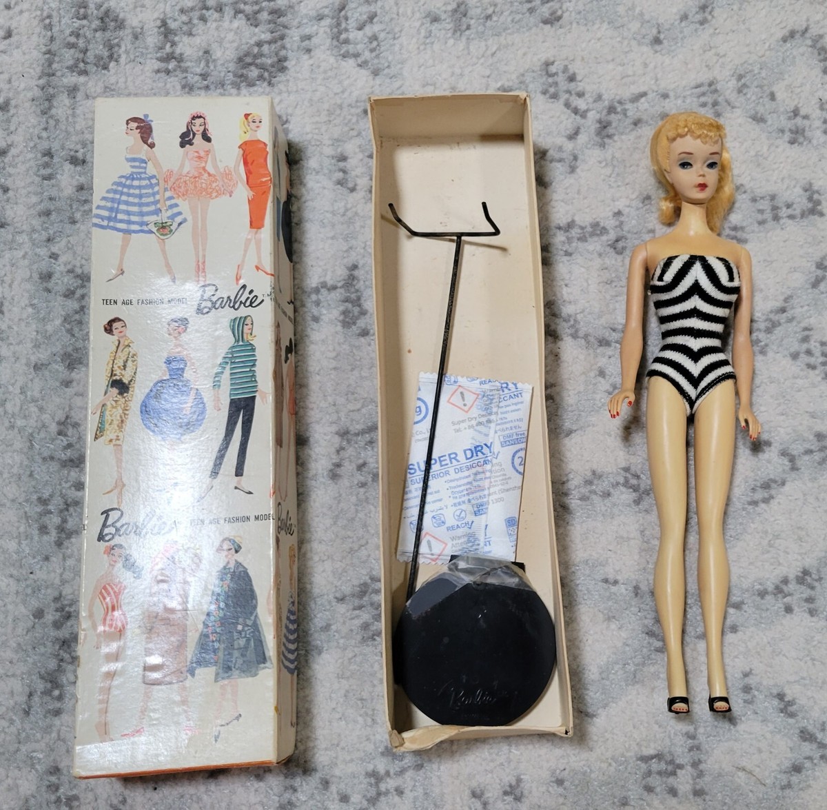original vintage barbie doll 1959 with box, outfits, accessories