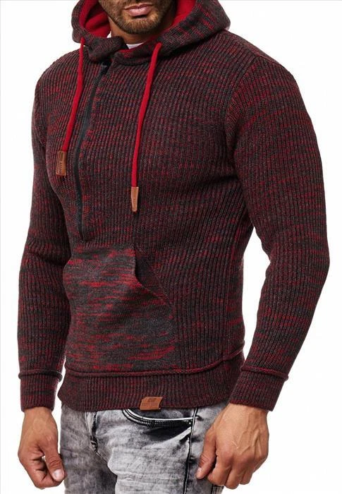 Rusty Neal Herren Strickpullover Kapuzensweatshirt Rot - Bild 2 von 4