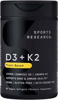 Vitamin D3 K2 with Coconut Oil | Plant Based Vitamin K2 MK7 + Vegan D3 5000Iu...