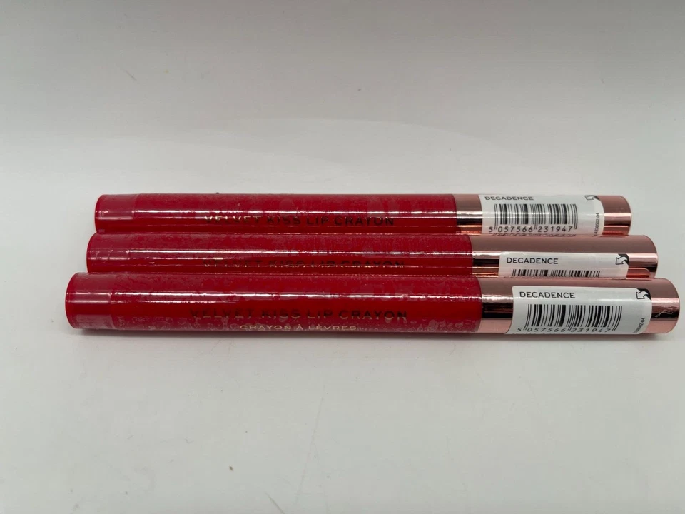 LOT OF 3 Makeup Revolution Velvet Kiss Lip Crayon Decadence .04 Oz New Sealed - Image 2 of 4