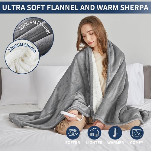 Manta eléctrica térmica premium - tiro polar suave 50”x60” con 10 ajustes - Imagen 7 de 8