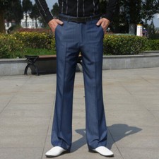 Men Bell Bottom Flares Pants Vintage 60s 70s Business Formal Bootcut Trouser