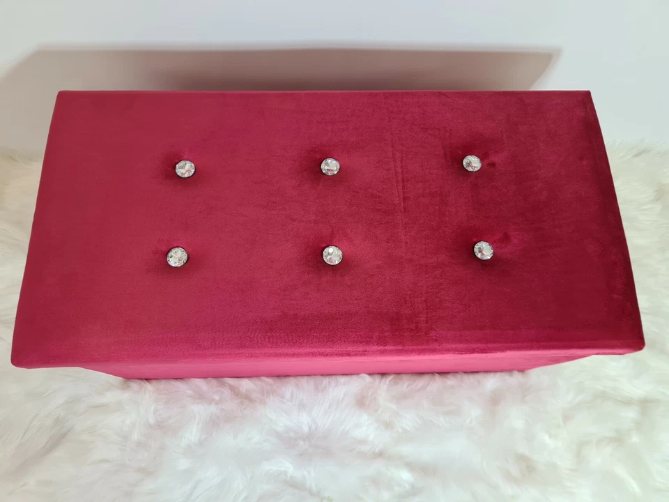 Ottoman Storage Box Foot Stool velvet Folding Seat Toys Holder Chair Pouffe Shoe - Image 2 of 3