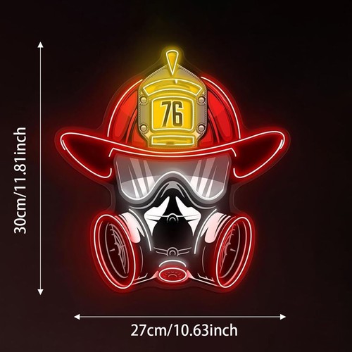 Firefighter Helmet Neon Sign -LED Neon Pop Art USB Powered Neon Light Home Decor - Picture 2 of 4