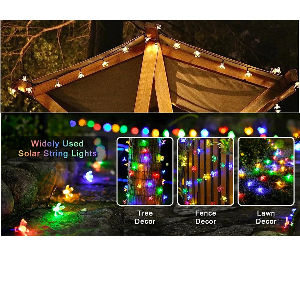 Solar Powered Lights String Solar Flower Lights for Christmas Tree Patio Garden - Image 4 of 4