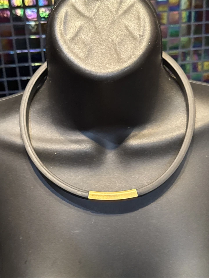 Colar de cinto de borracha designer 20" prata esterlina ouro lavado 925 elementos assinados - Imagem 2 de 4