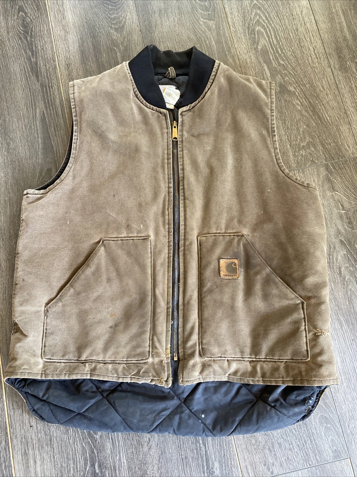 Carhartt Vest Mens L Dark Brown Canvas Quilt Lined VO2 CHT Thrashed Work XL TALL
Opens in a new wind