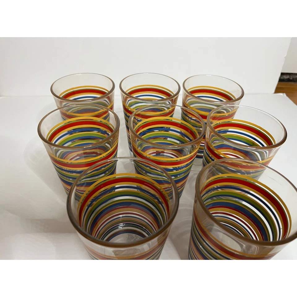 Juego de 8 vasos vintage a rayas Libbey Mambo Fiestaware 16 oz Foto 3 de 3