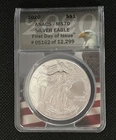 ANACS-MS70 Silver Eagle First Day of Issue #05162 of 12,299