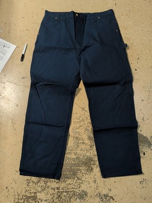 NOS 90s Carhartt B02 NVY Single Knee Mens 44x34 Carpenter Canvas Pants USA