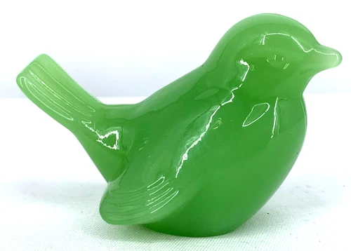 Fenton Bird Jadeite Jade Green Figurine 4" Original Sticker