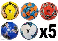 Football Ball Size 5 BULK PACK SET OF 5 Soccer Training Balls Team Job Lot