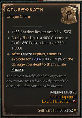   DIABLO 4 SEASON 13   Unique Charms   850-900 Item Power   0-4 GA
