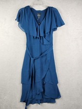 Adrianna Papell Women's Chiffon Flutter Dress Blue Size 4 140