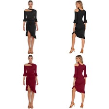 Womens Outfits Ballroom Sets Salsa Dance Dress Irregular Latin Clothing Stage