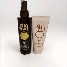 Sun Bum Tanning Oil SPF15. 8.5oz  Mineral Sunscreen Lotion SPF50 3oz. Free Ship