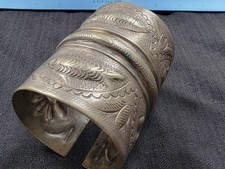 Massive! 173.6g Vintage Egyptian Silver Cuff w/ Fish Hallmarked Cairo Post 1946