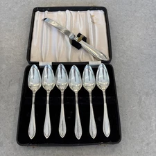 Viners of Sheffield Silver Plate Grapefruit Complete Box Set 6 Spoons Knife VTG