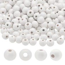 8mm Natural Wood Beads, 300 Pack Wooden Beads Round Loose Beads, White