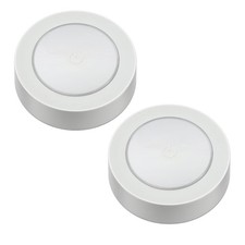 Wireless Frosted LED Puck Lights Dimmable Battery Powered 2 Pack Under Cabinet