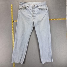 Vintage Levis 501 Jeans Mens Blue Light Wash Made In USA Button Fly Fits 31x27