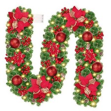 Christmas Garland with Lights, 9FT Lighted Christmas Garland with 30 LED, 6