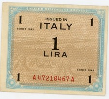1 Lira – Series 1943 (Issued in Italy)