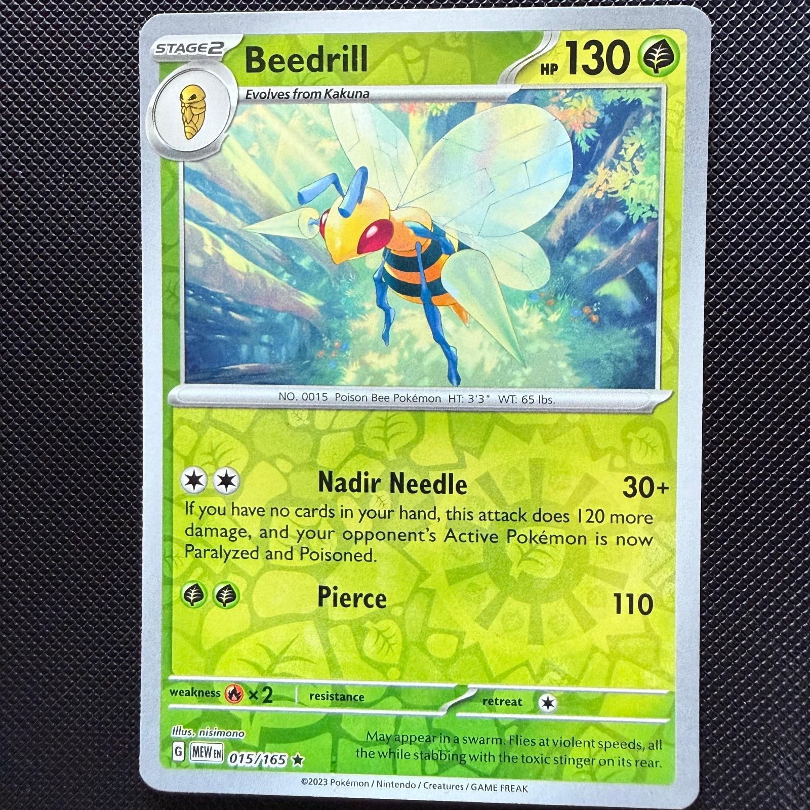 Beedrill 015/165 Rare 151 Pokemon Reverse Holo Lightly Played