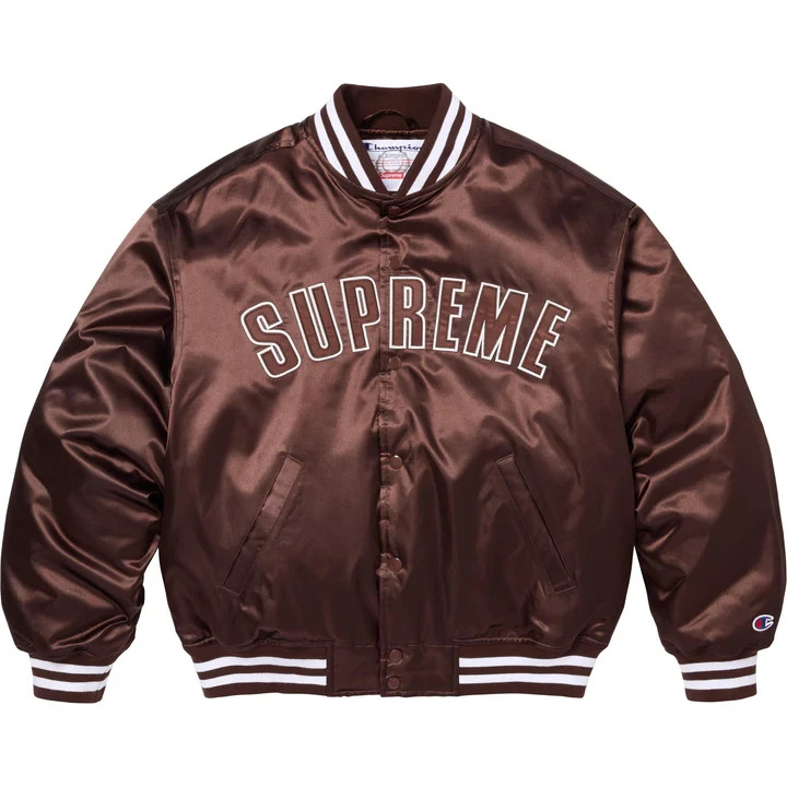 【希少サイズ】supreme champion サテンパーカー　ジャケット　XL SS26 Supreme Champion Satin Varsity Jacket Brown XL | eBay