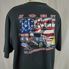Vintage John Force An American Hero NHRA Drag Racing T-Shirt Mens 3XL Two Sided