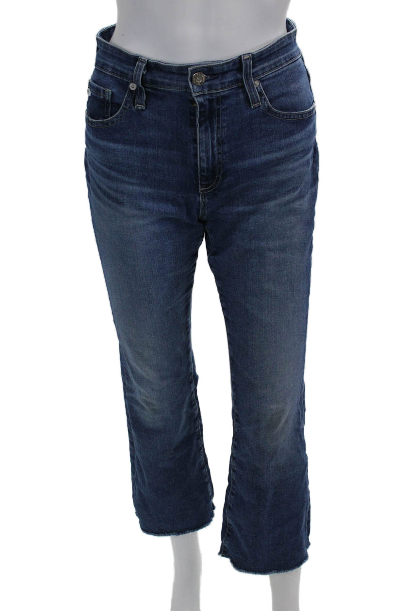 AG Womens Cropped Jeans Dark Blue Mid Rise Button Fly Inseam 26 Size 27Free Shipping in US $100+ Orders | $6.95 Orders Below