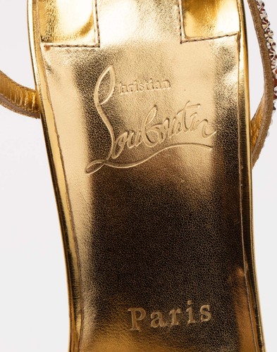 PVP €1095 CHRISTIAN LOUBOUTIN Rosalie Sandalias de Cuero Strass US10 UK7 EU40 Tacón - Imagen 9 de 12