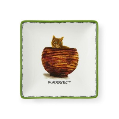 Spode Kit Kemp 4.5'' Doodles Trinket Tray | Purrrfect Tagline| Dishwasher Safe