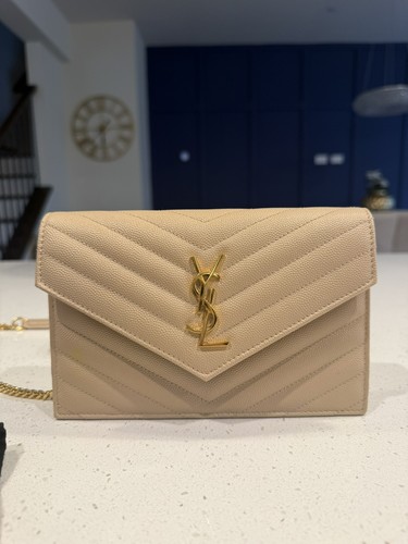 Saint Laurent YSL Chain Wallet | Clutch Purse ClassicCassandre Grain De Poudre