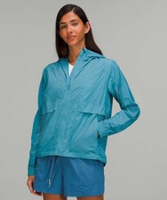 LULULEMON HOOD LITE PACKABLE RAIN WINDBREAKER JACKET CREST BLUE TURQUOISE 8 NEW