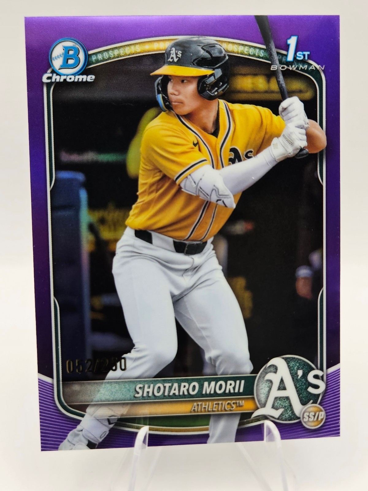 2025 Bowman Chrome Shotaro Morii 1st Prospect Purple Refractor /250 Oakland A’s