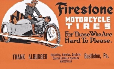 1 FIRESTONE MOTORCYCLE TIRES FRANK ALBURGER  MECHANICS  ETC photo 5x7 reprint