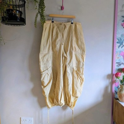 Free People Parachute Pants Trousers Size M Beige Rush Effect Low Rise Boho